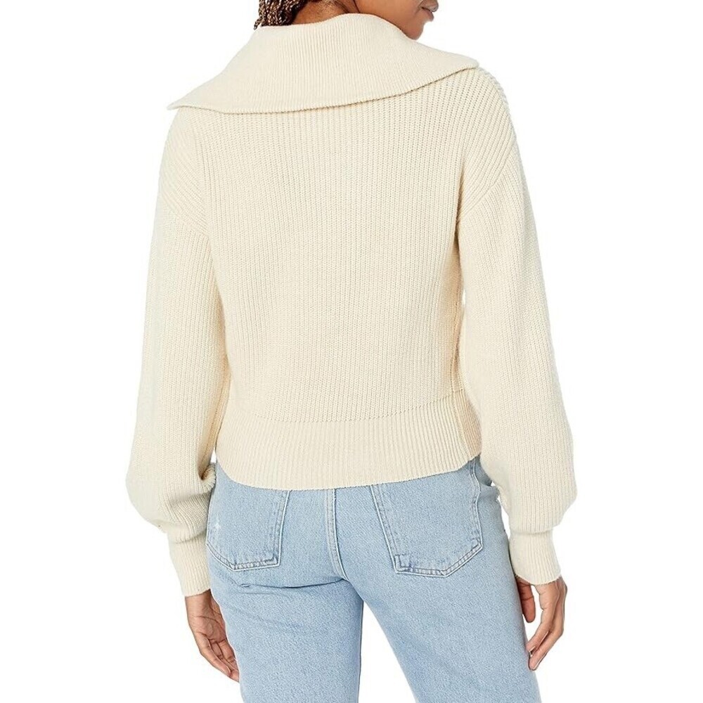 STEVE MADDEN Rowan Quarter Zip Pullover XS Ribbed Sulphur Springs Ivory - Picture 4 of 15